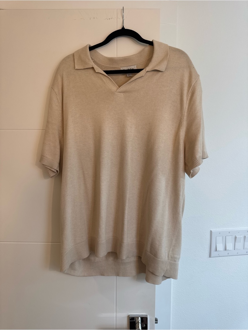 Goodfellow & Co Beige Short-Sleeve Polo Knit